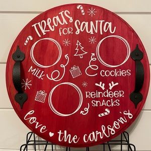 Custom Made & Personalized ‘Treats for Santa’ 12” Round Cookie Tray